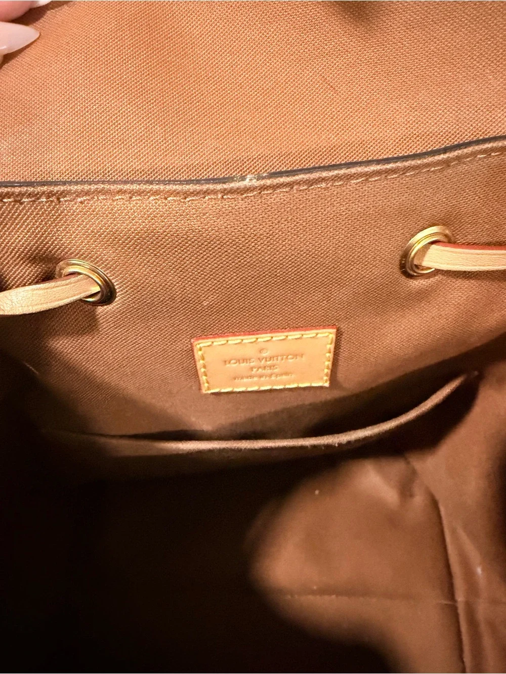 Louis Vuitton montsouris Brown Monogram Canvas Small Backpack with Vachetta Trim
